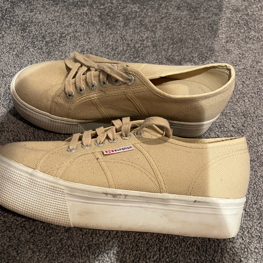 Superga Platform Sneakers Tan